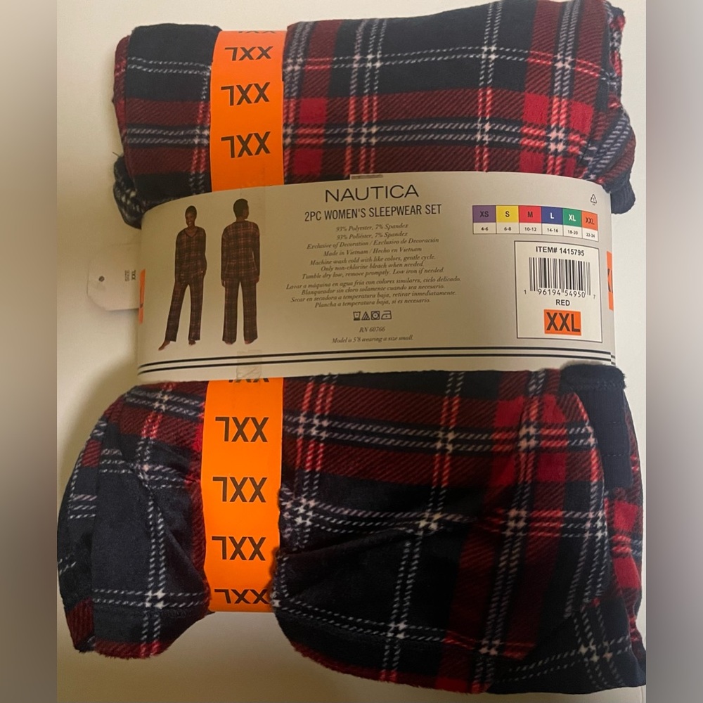 Nautica 2-Piece Fleece Plaid Sleepwear Set XXL Brand New